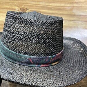 Dorfman Pacific Co. DPC Woven Straw Panama Hat Native American Design VT…